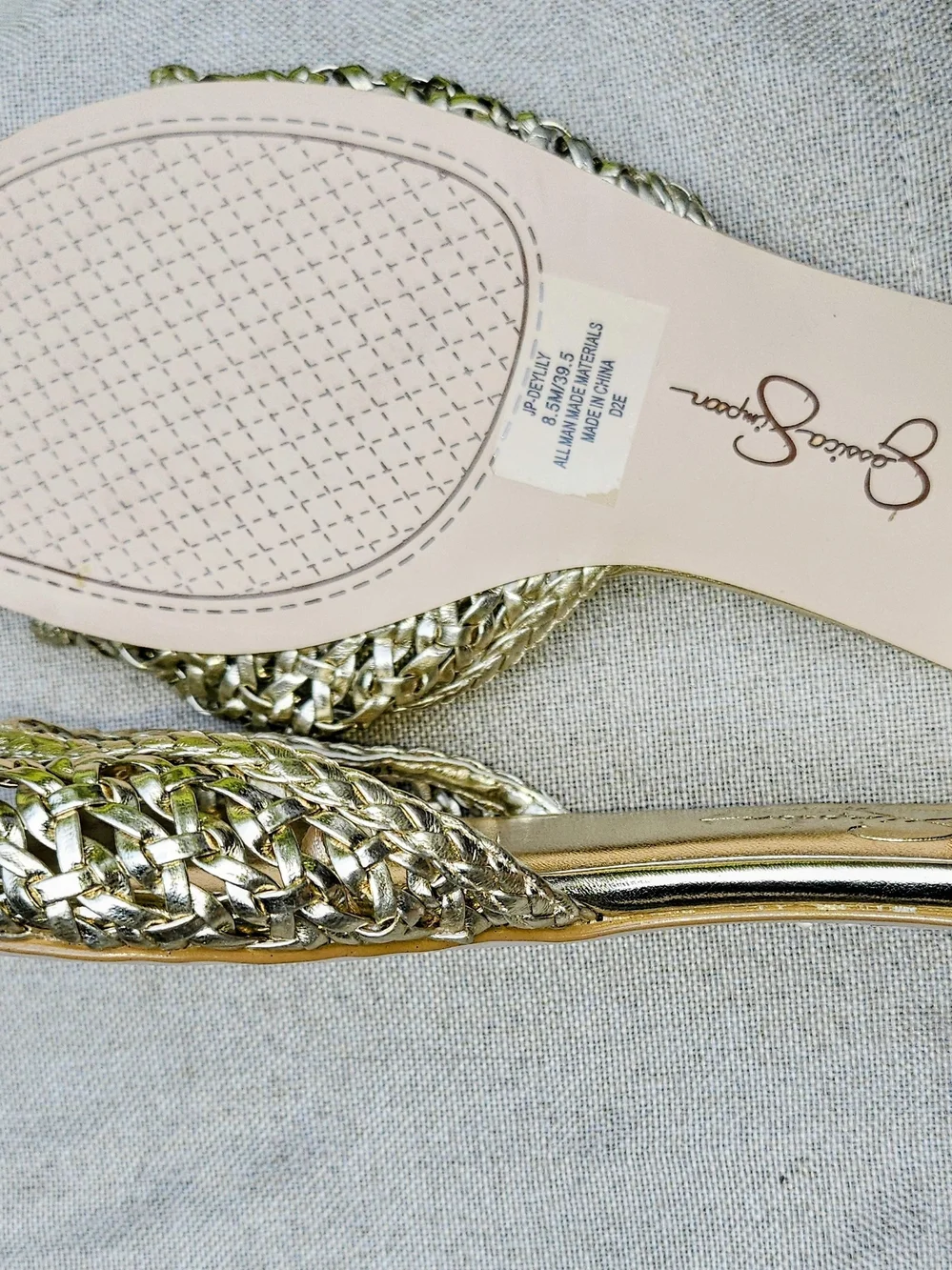 Jessica Simpson Gold Woven Slide Sandals